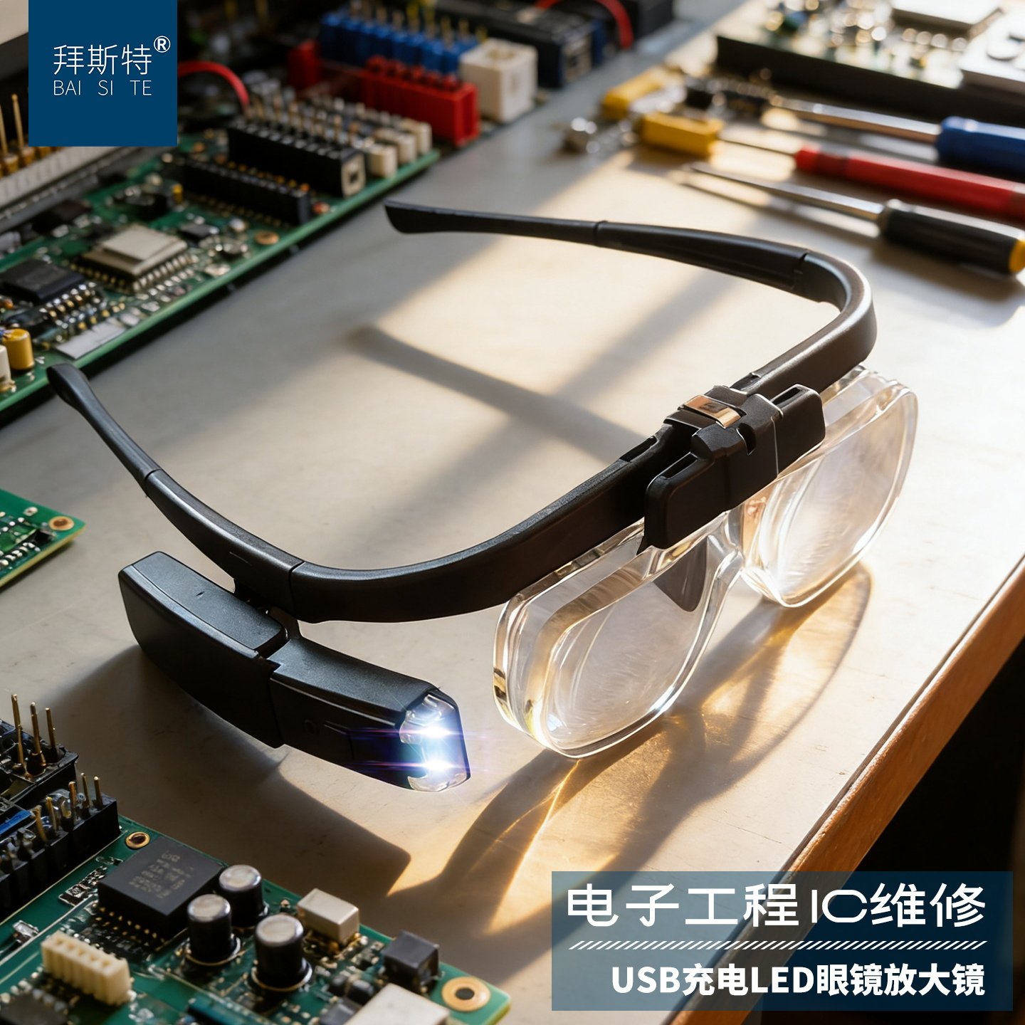 头戴眼镜式放大镜高清老人阅读维修电子电路板电器手工学生画画可