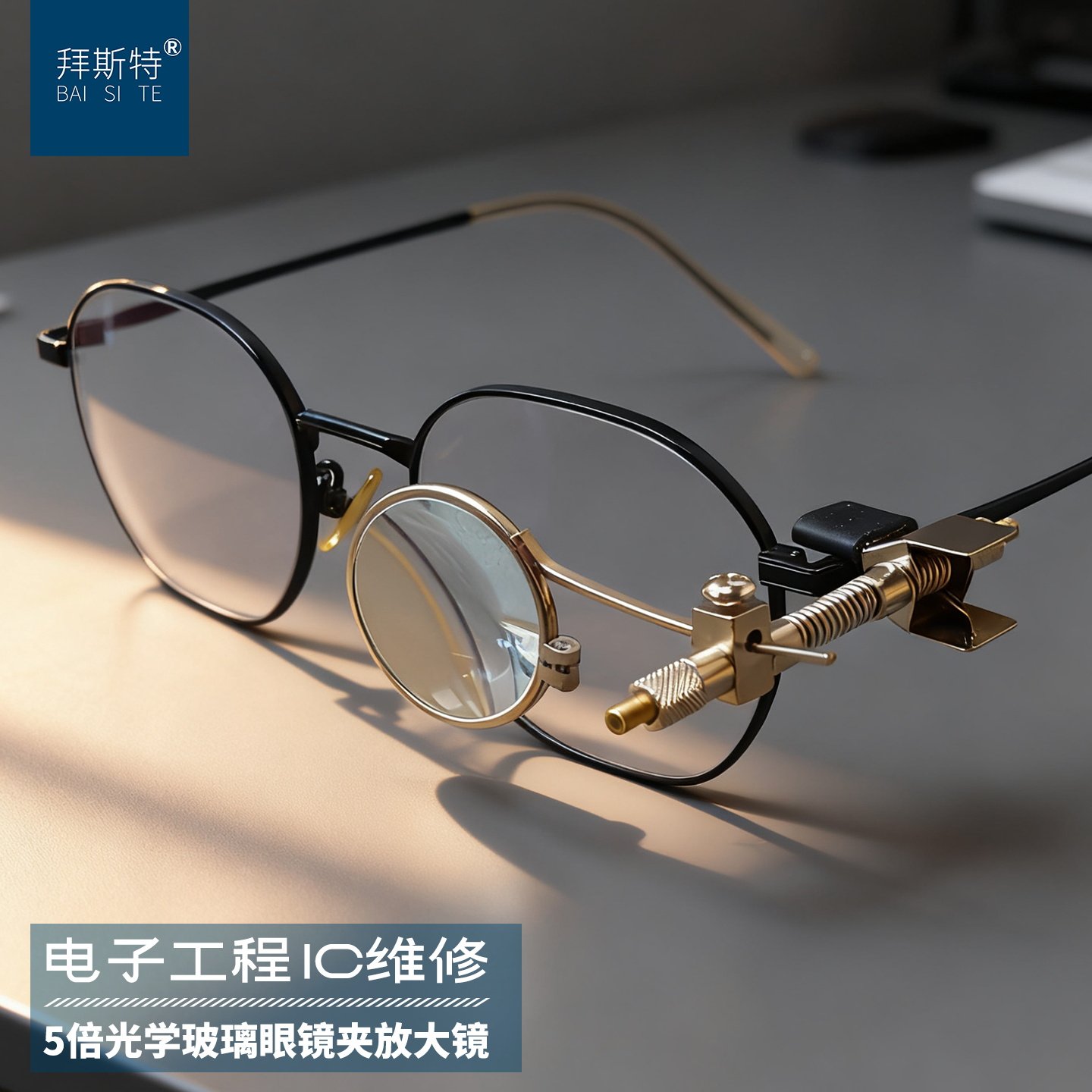 拜斯特5倍玻璃透镜眼镜夹式放大镜维修电子电路检验检测鉴定