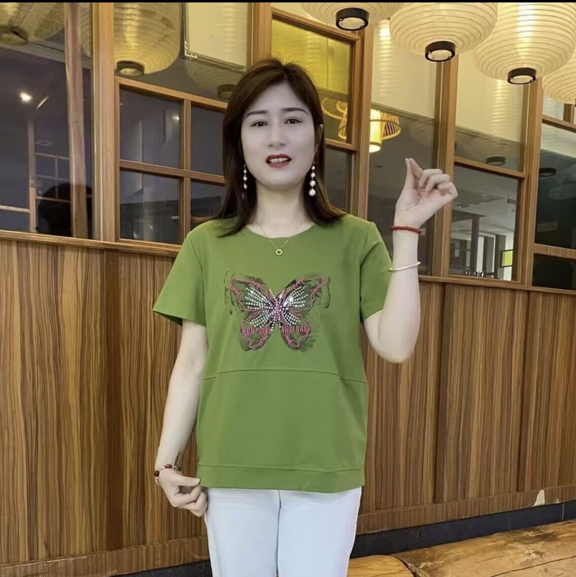 时尚妈妈装印花字母圆领短袖T恤夏装新款半袖小衫洋气中老年上衣