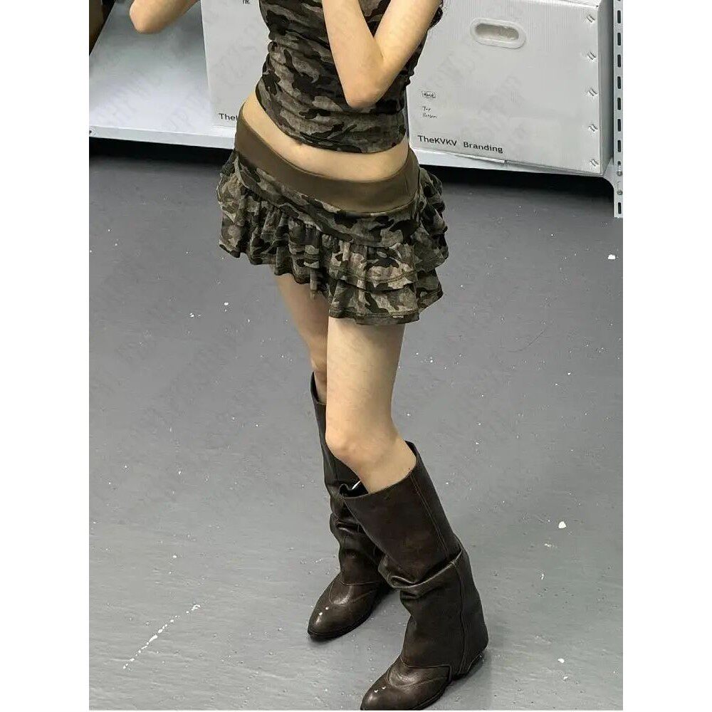 Y2K Camouflage Skirt Slim Fit Harajuku Rock Style - Taobao product photo 2