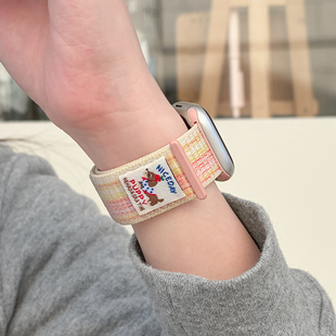 【腊肠狗回环】适用applewatchS11官方同款尼龙表带苹果手表ultra魔术贴运动编织iwatch10/9/8/7透气男女腕带