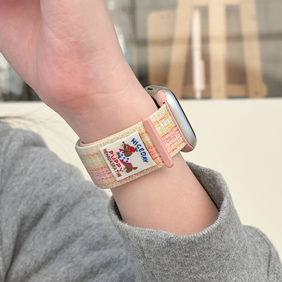 适用iwatch腊肠狗尼龙魔术贴表带