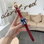 45mm细女 S8表带iwatch9 适用applewatchS10小蛮腰蝴蝶结液态硅胶S9 SE苹果手表S11运动表带41mm