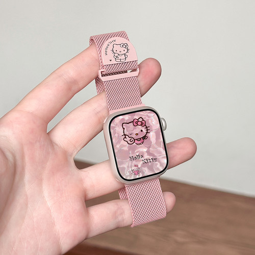 适用iWatch金属kitty猫磁吸表带