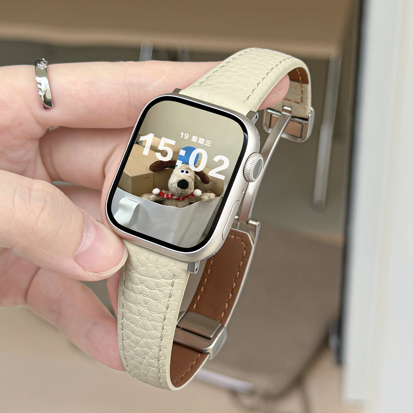 适用iwatch荔枝纹折叠磁吸扣细款