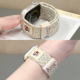 适用applewatchS11可爱猫咪尼龙编织磁吸表带iwatch109876回环运动苹果手表ultra搞怪小狗贴纸创意SE腕带女夏