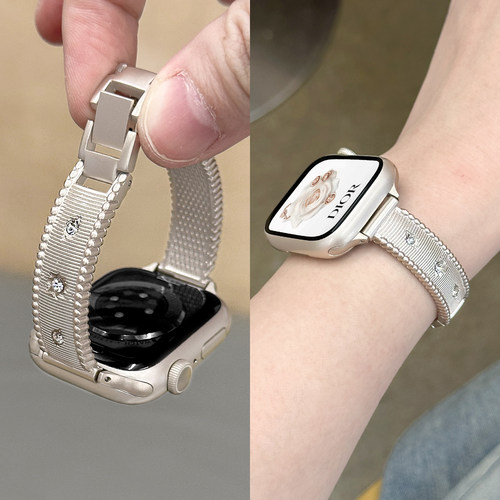适用iWatch星芒手镯镶钻金属表带