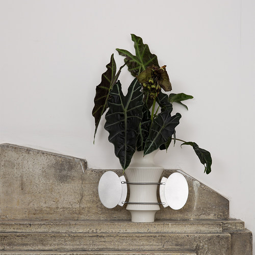 CR3304花瓶哑光白陶瓷金属礼品