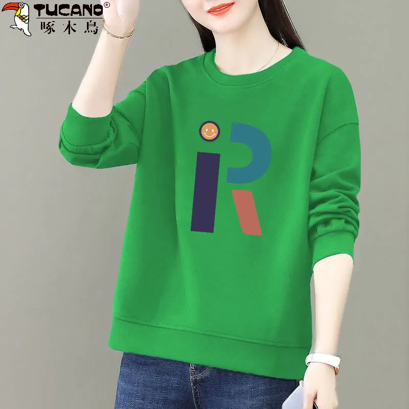 啄木鸟纯棉印花卫衣女2025春秋新款长袖中年时尚短款小个子上衣女,女装/女士精品,卫衣/绒衫,淘宝优惠券,粉丝福利购,淘宝优惠卷