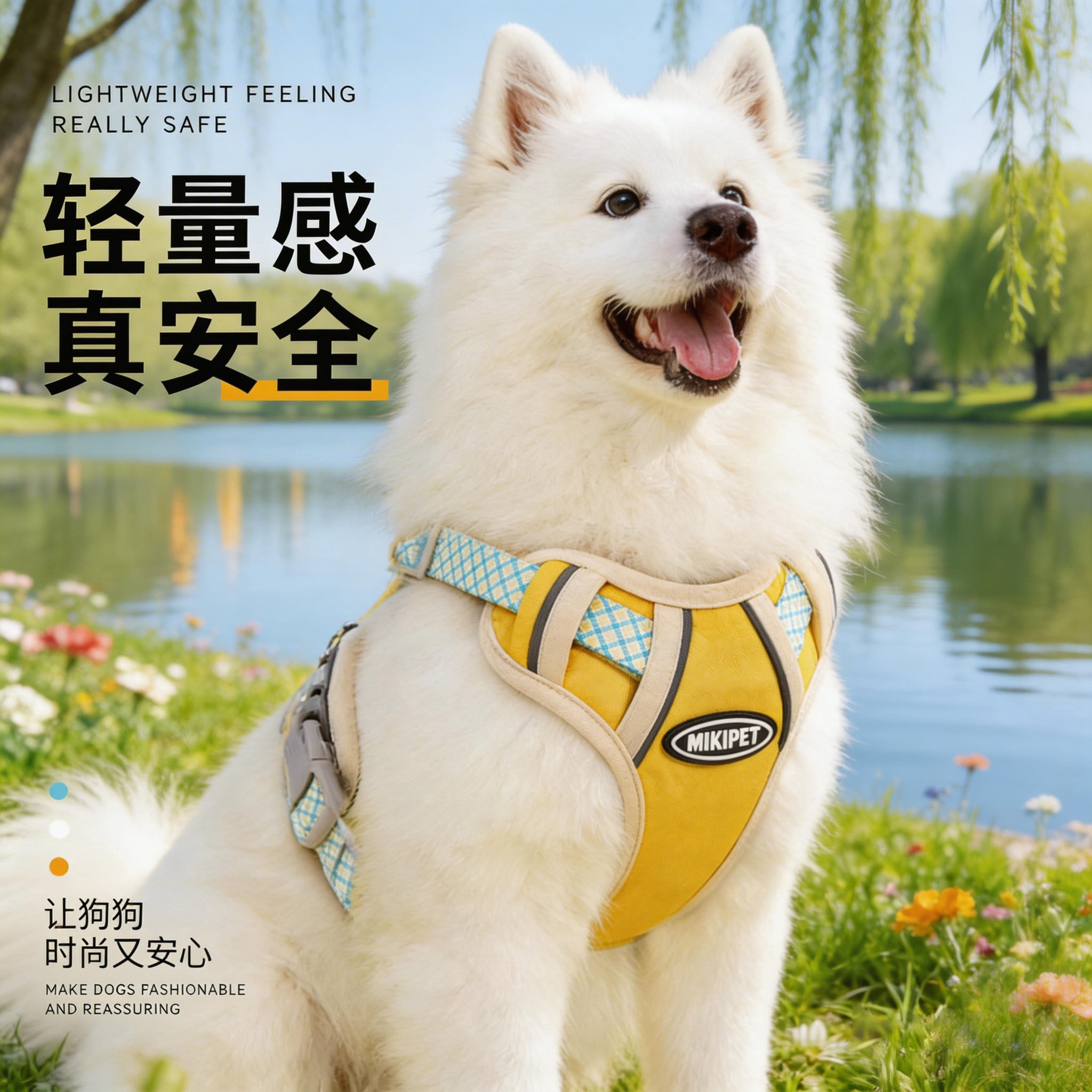 狗狗胸背萨摩耶牵引绳中大型犬防挣脱背心专用牵狗绳宠物背带边牧