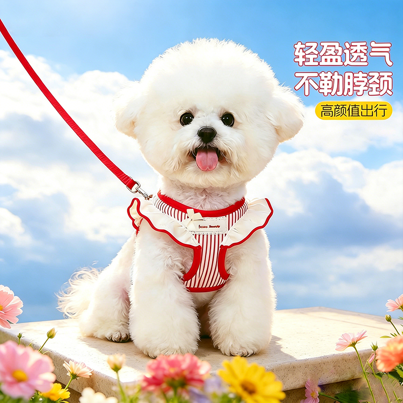 小狗狗牵引绳背心式小型犬幼犬胸背宠物狗背带夏季外出遛狗牵狗绳