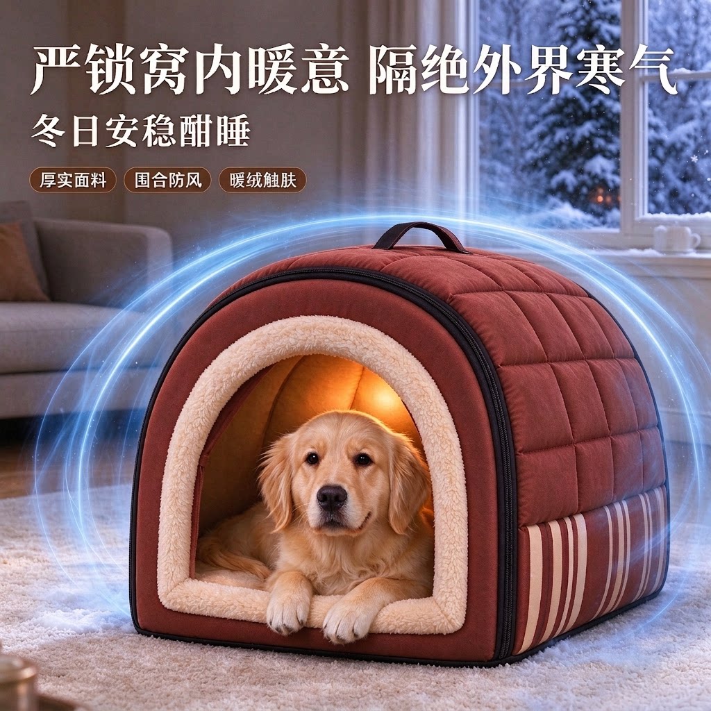 狗窝四季通用半封闭式安全感宠物狗中大型犬冬天保暖加厚猫窝睡窝