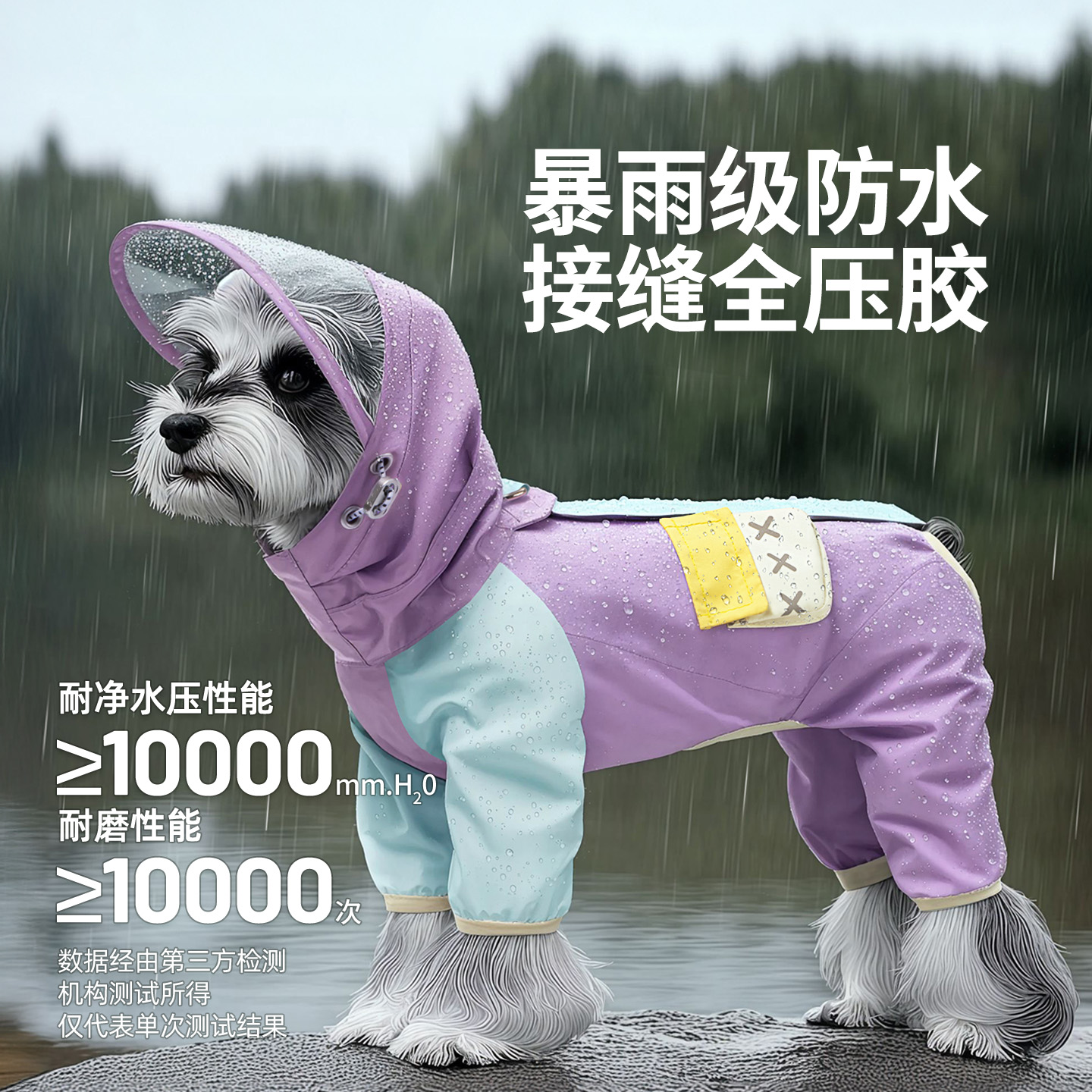 小狗狗专用四脚雨衣压胶冲锋衣防水透气轻便遛狗防污小型犬雪纳瑞