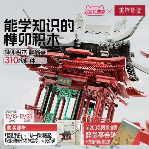 非遗榫卯积木古建筑拼装斗拱模型