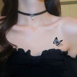 高级蝴蝶手腕小彩色纹身感3D腰部手臂防水清新贴女锁骨持久风ins