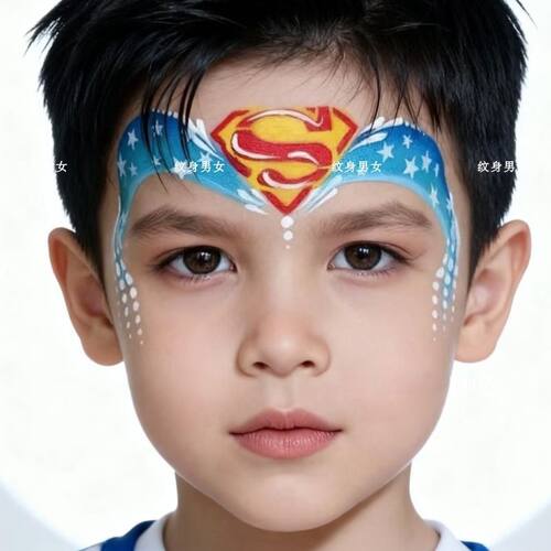 幼儿园表演面部彩绘贴纸儿童防水纹身贴蝙蝠侠恐龙超人狐狸装扮贴
