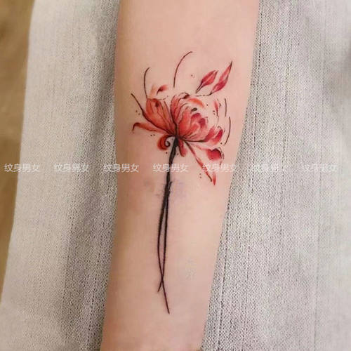 彼岸花纹身贴防水女持久手臂地狱少女ins风仿真刺青图案纸