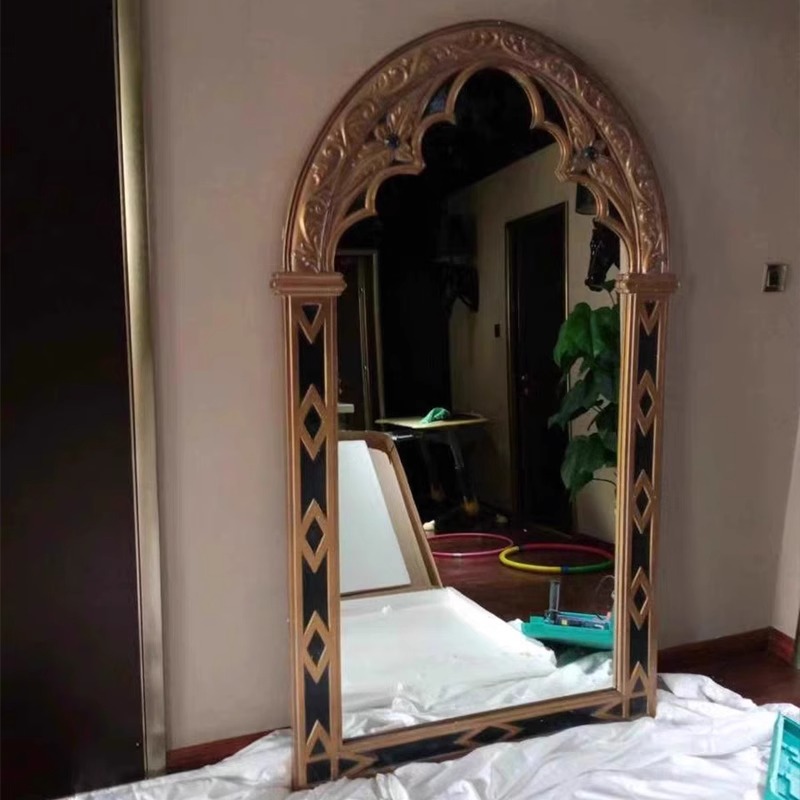 法式复古全身镜美式壁挂穿衣镜古典欧式实木家用玄关全身镜落地镜