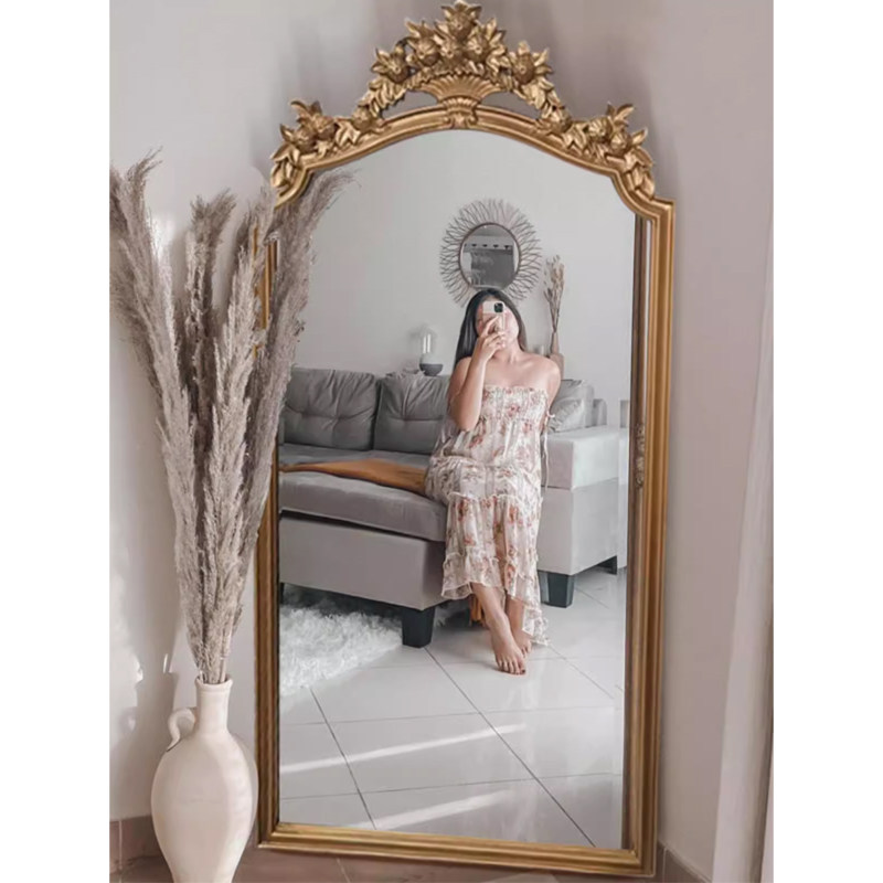 法式复古雕花落地镜全身镜服装店试衣镜美式穿衣镜靠墙欧式大镜子