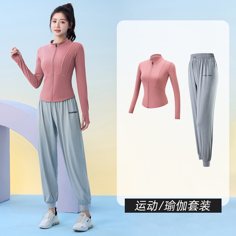 秋冬户外跑步运动服宽松网红专业训练休闲瑜伽健身服套装长袖女