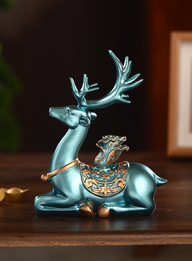 新居福气乔迁礼品家居玄关客厅电视柜酒柜装饰鹿工艺品摆件轻奢风