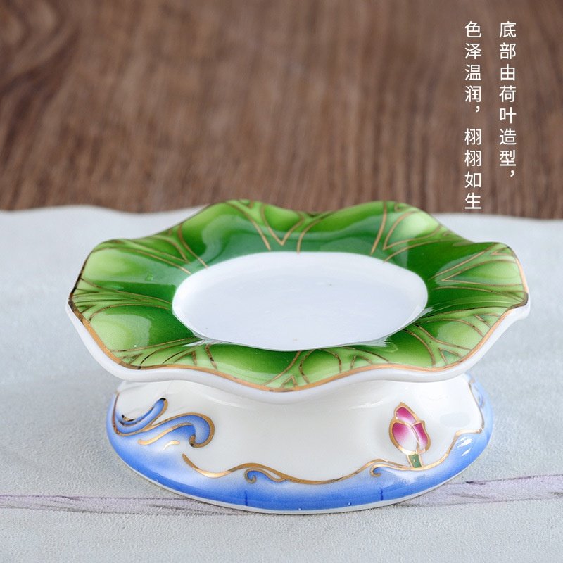 佛具用品浮雕描金陶瓷莲花供水杯圣水杯寺庙佛堂供奉菩萨净水杯盏