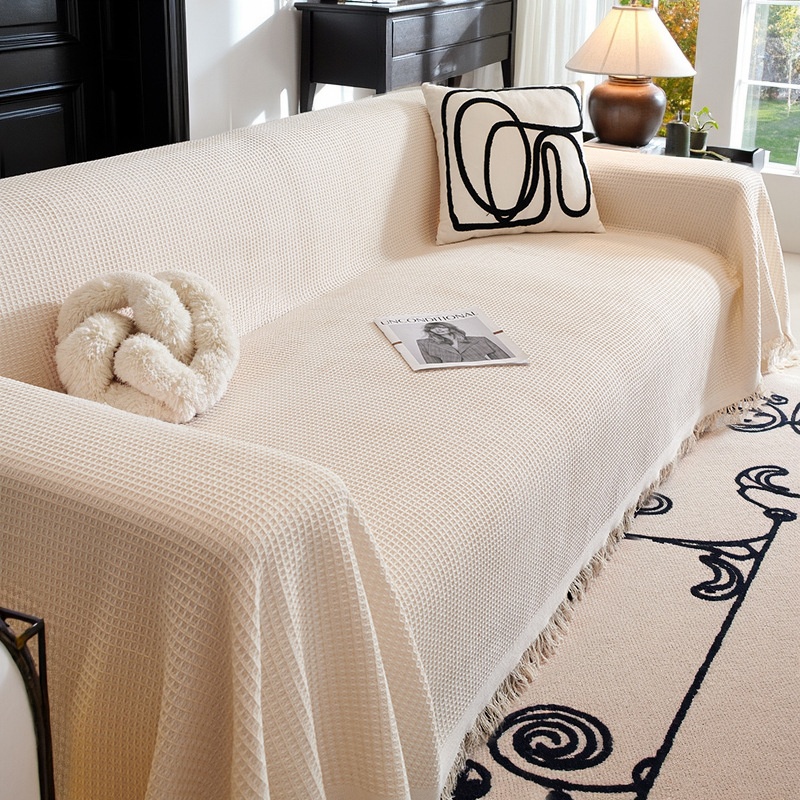 法式奶油风沙发巾盖布艺网红高级毯子单沙发套垫全包一整张防尘罩