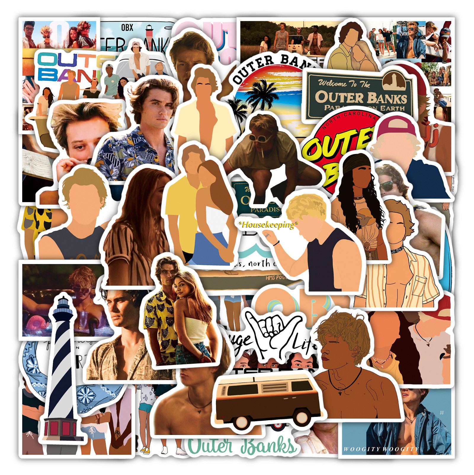 跨境美剧外滩探秘涂鸦50张贴纸防水行李箱笔记本滑板车水瓶贴纸