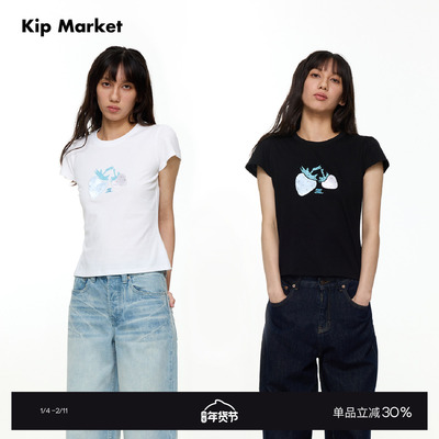 KIPMERCI波点草莓修身短袖