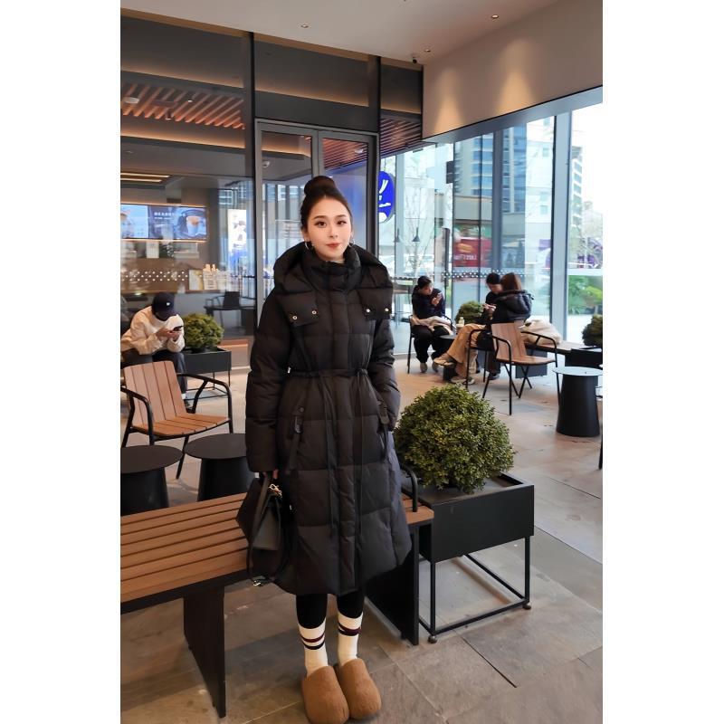 女款长款连帽羽绒鹅绒