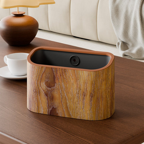 仿木纹复古台面迷你垃圾桶