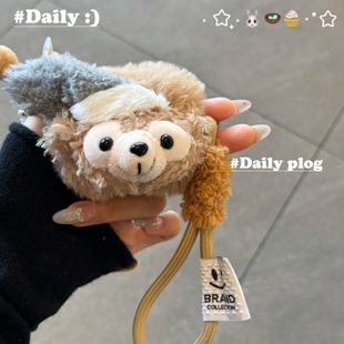 可爱毛绒秋冬立体卡通达菲熊适用苹果AirPods Pro3保护壳AirPods4无线蓝牙耳机套2/3情侣防摔软壳少女心