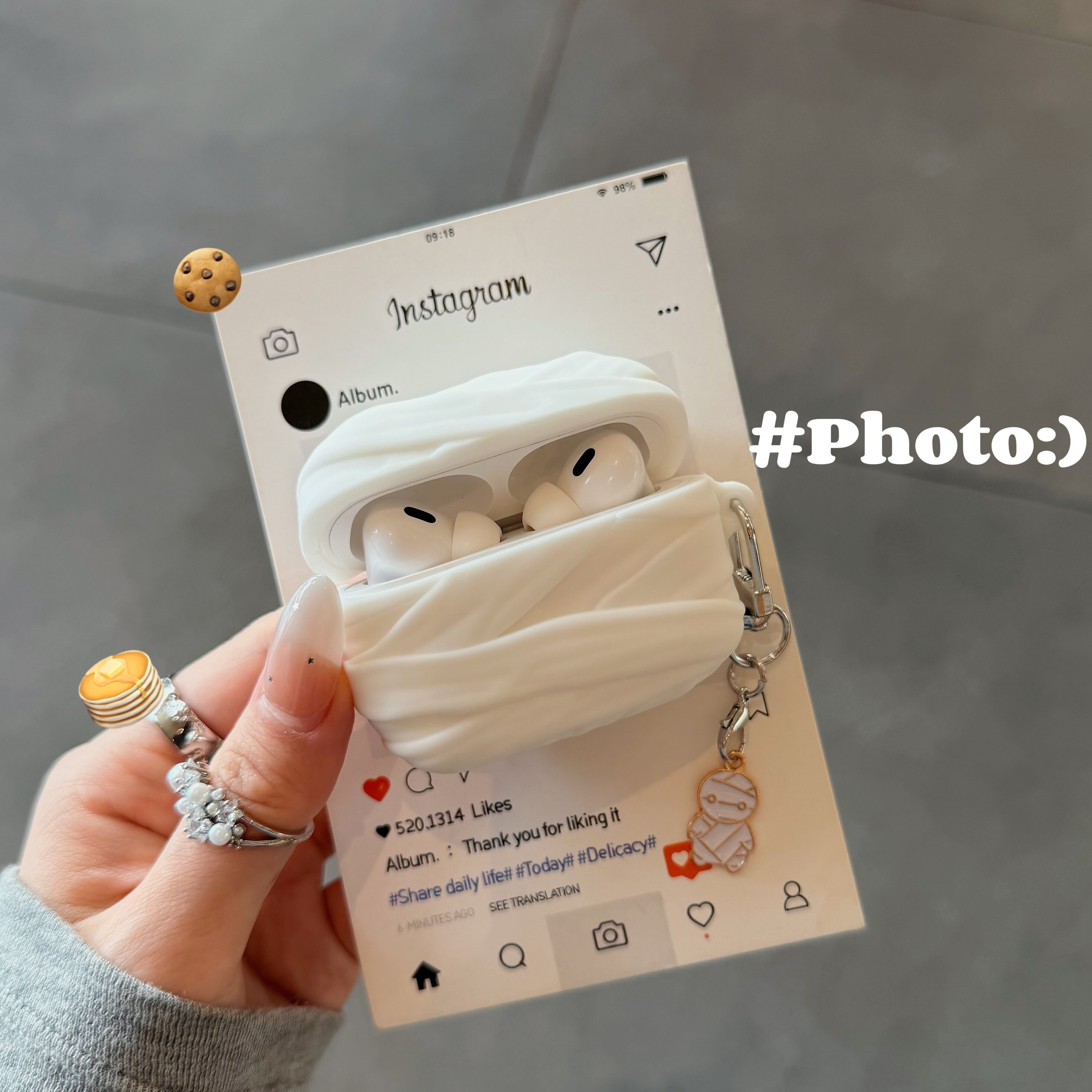 个性硅胶木乃伊绷带Airpods Pro3适用苹果无线蓝牙耳机壳保护套airpods4代新款带挂件硅胶防摔2代