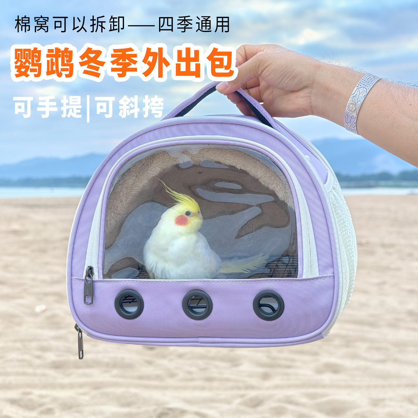 冬季鹦鹉外出包手提斜挎书包折叠小太阳玄凤防寒保暖宠物外带便携