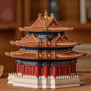 乐积木高积木拼图6到12岁紫禁城故宫角楼古榫卯建筑拼装益智玩具