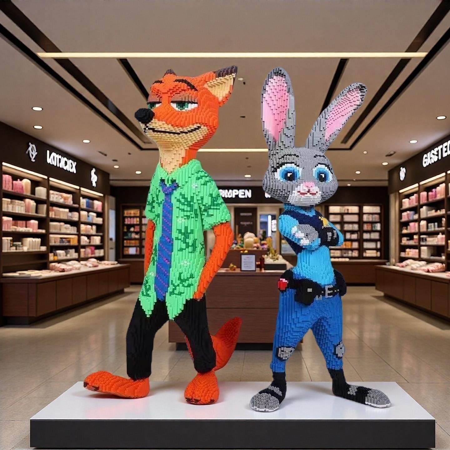 乐积木高超大疯狂动物城朱迪兔子尼克狐狸国潮积木拼装立体摆件玩,玩具/童车/益智/积木/模型,普通塑料积木,淘宝优惠券,粉丝福利购,淘宝优惠卷