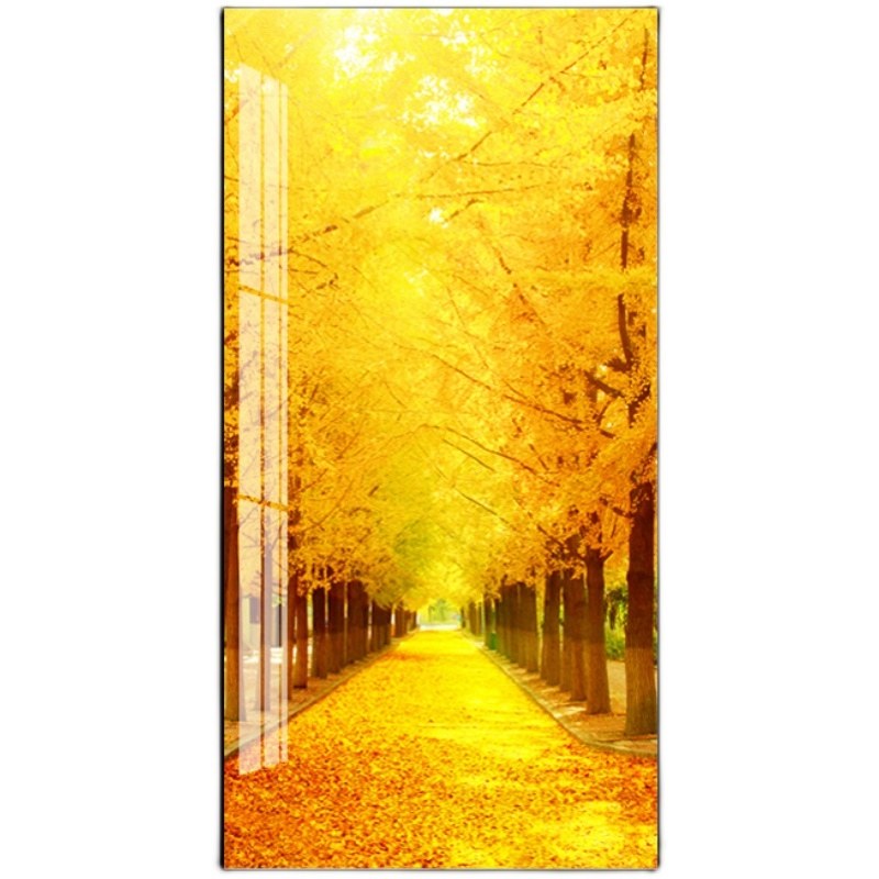 网红玄关背景墙画黄金满地装饰画壁画挂画带钻晶瓷镶钻金光大道寓
