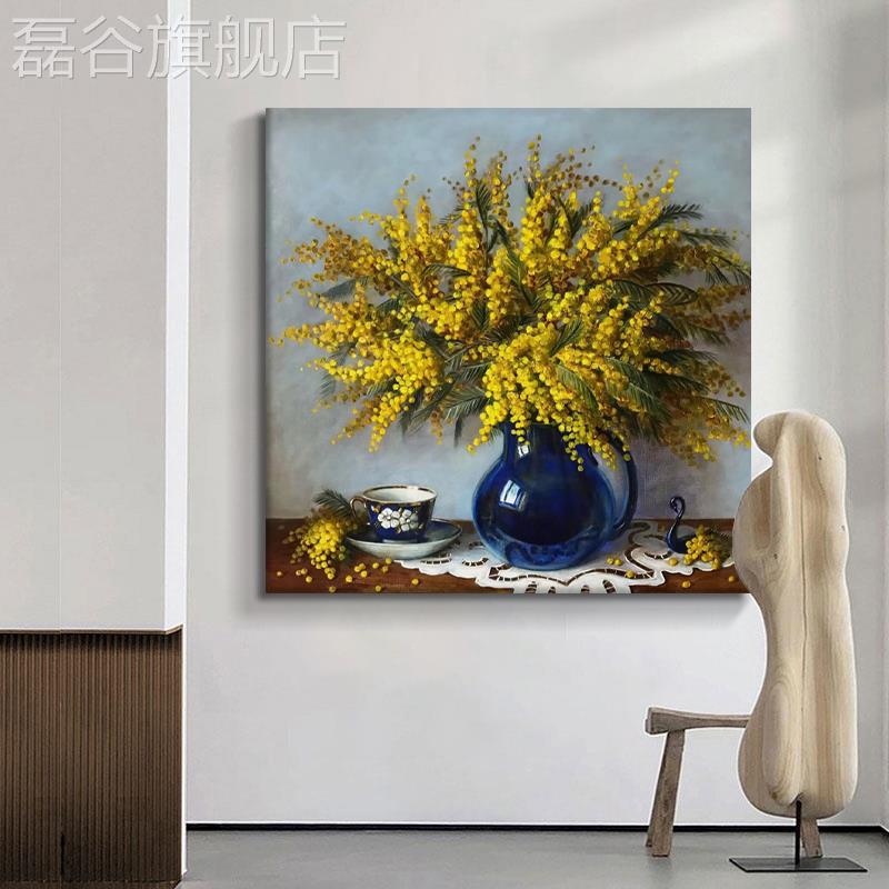 网红金色稻手绘油岁岁平安客厅装饰画静物餐厅卧室玄关美画式大穗