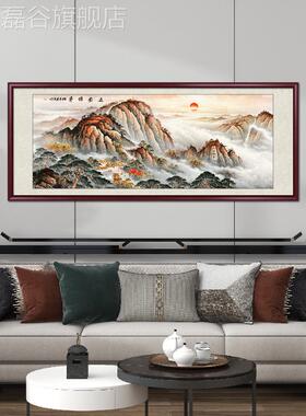 网红五岳打水国厅画山水客画挂画泰山日出办背装饰室画是山无公画