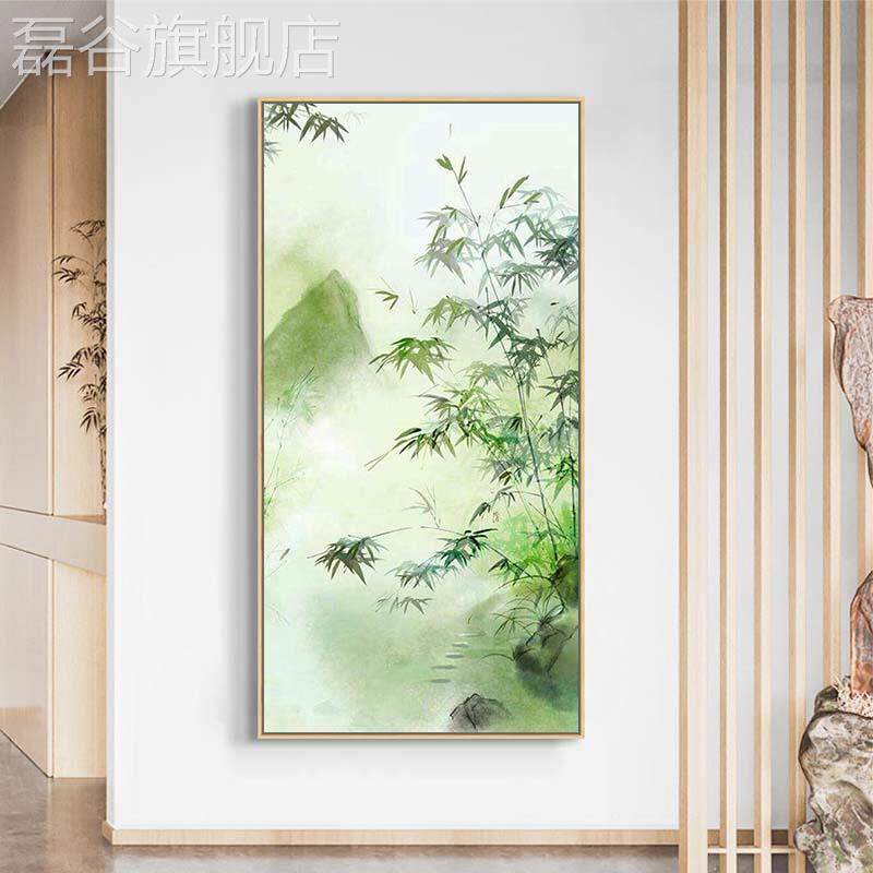 网红大芬国村手绘油画安新中风竹报全墨色绿厅装饰画入口客竹林山