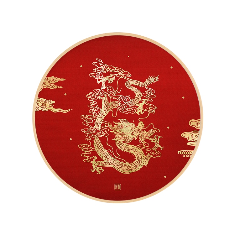 网红龙抬头新中式龙凤呈祥圆形装饰画喜庆书房客厅影楼中国风玄关图片