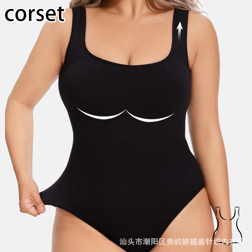 Body shaping body suit one-piece button-down crotch-less