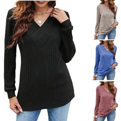 Sweatshirt Pullover Top Casual V-Neck Sleeve Long Size