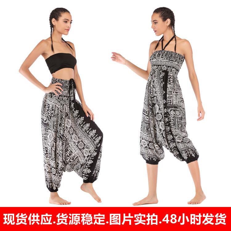 ethnic jumpsuit crotch wide bohemian clothes pants yoga