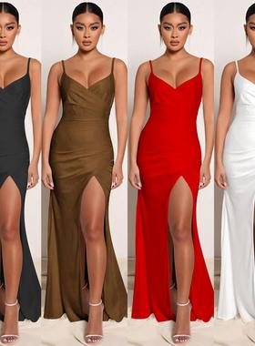 luxury sexy womens long formal occasion dress sleeveless