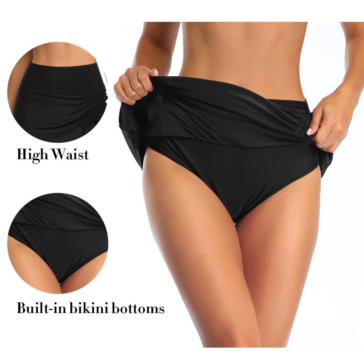 Skirt-style swimming trunks for women large size hem
