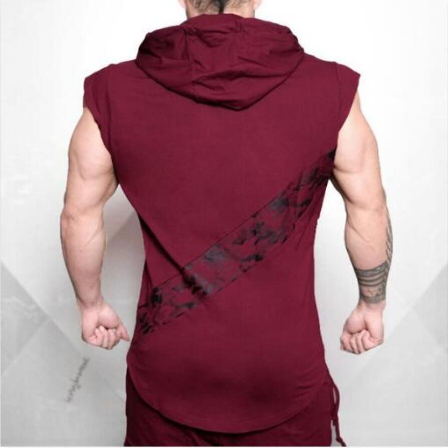 clothing mens T-shirt hooded short-sleeved block color