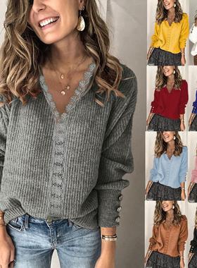 loose women long -shirt mujer sueter color for sleeved