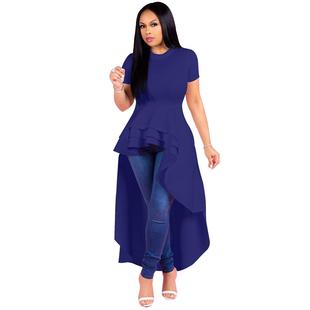 dress peplum irregular long fashion womens robe ruffles