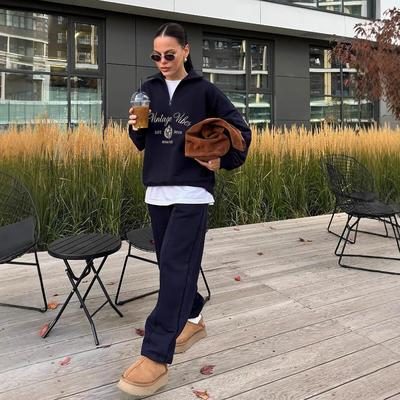 Half zip sweatshirt womens loose long sleeve top jacket